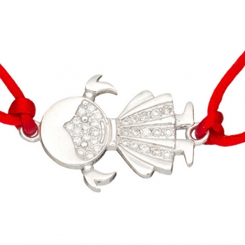 Шелковый браслет Девочка с серебряной застежкой Шелковый браслет Девочка с серебряной застежкой