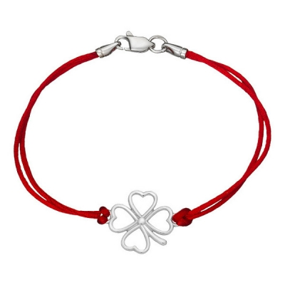 Шелковый браслет Клевер с серебряным замком Шелковый браслет Клевер с серебряным замком